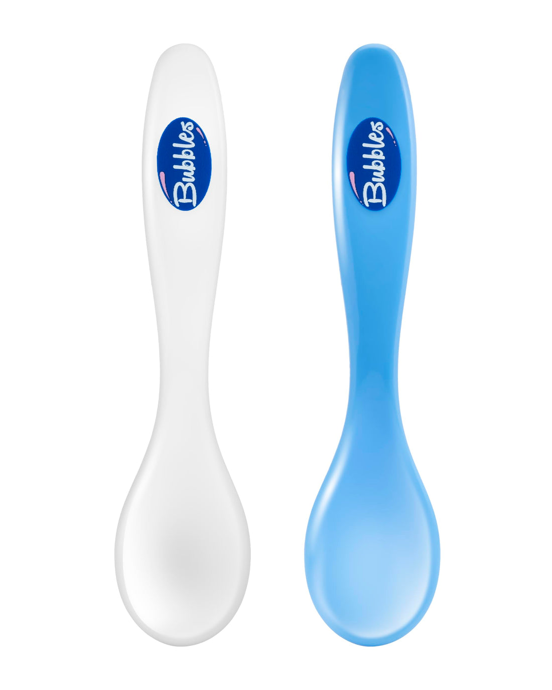 Bubbles Baby Feeding Spoon 2 Pieces White & Blue
