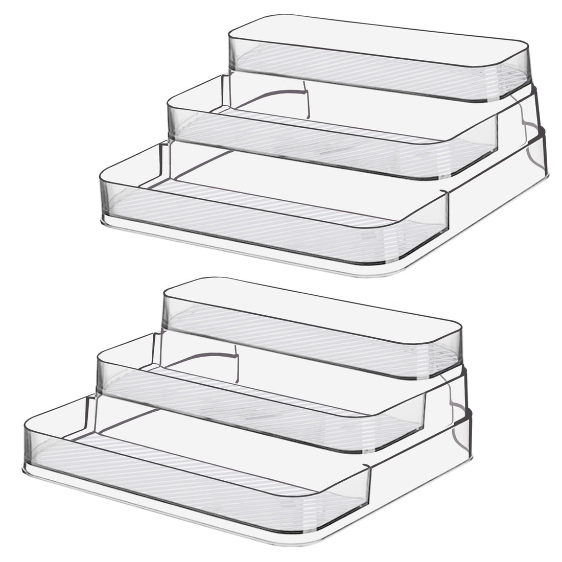 2pcs Acrylic Spice Rack, No Assembly Clear 3 Tier Condiment Bottle Shelf Vanity Organizer for Cabinet Kitchen Bathroom