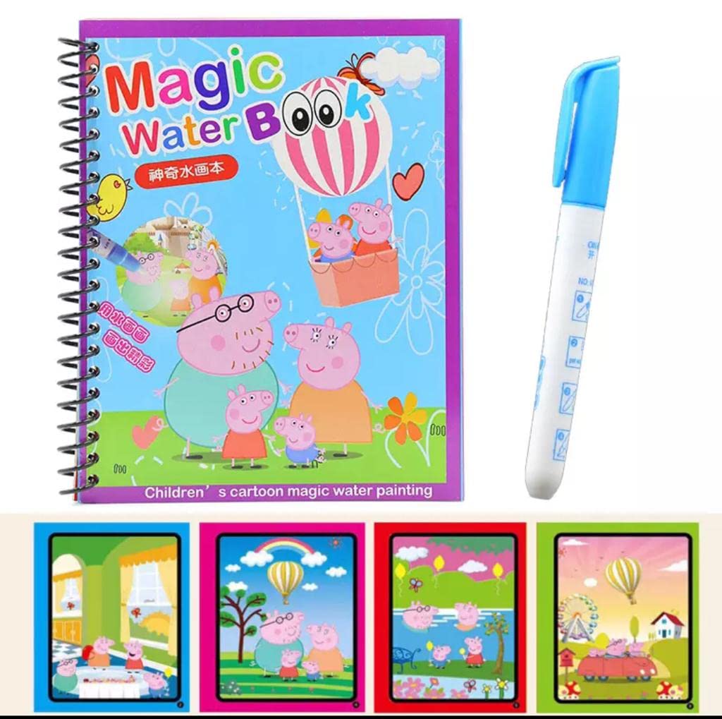 Generic Peppa pig magic water coloring book for kids - multi color