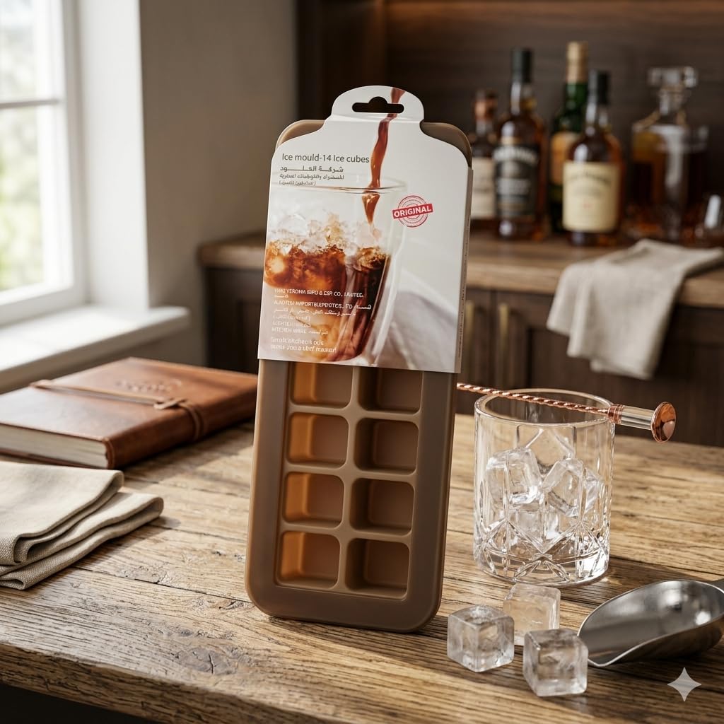 Flexible Silicone Ice Cube Mold Tray with Removable Spill Resistant Lid for Water Bottles and Cups Durable Ice Maker for Daily Kitchen Use and Parties