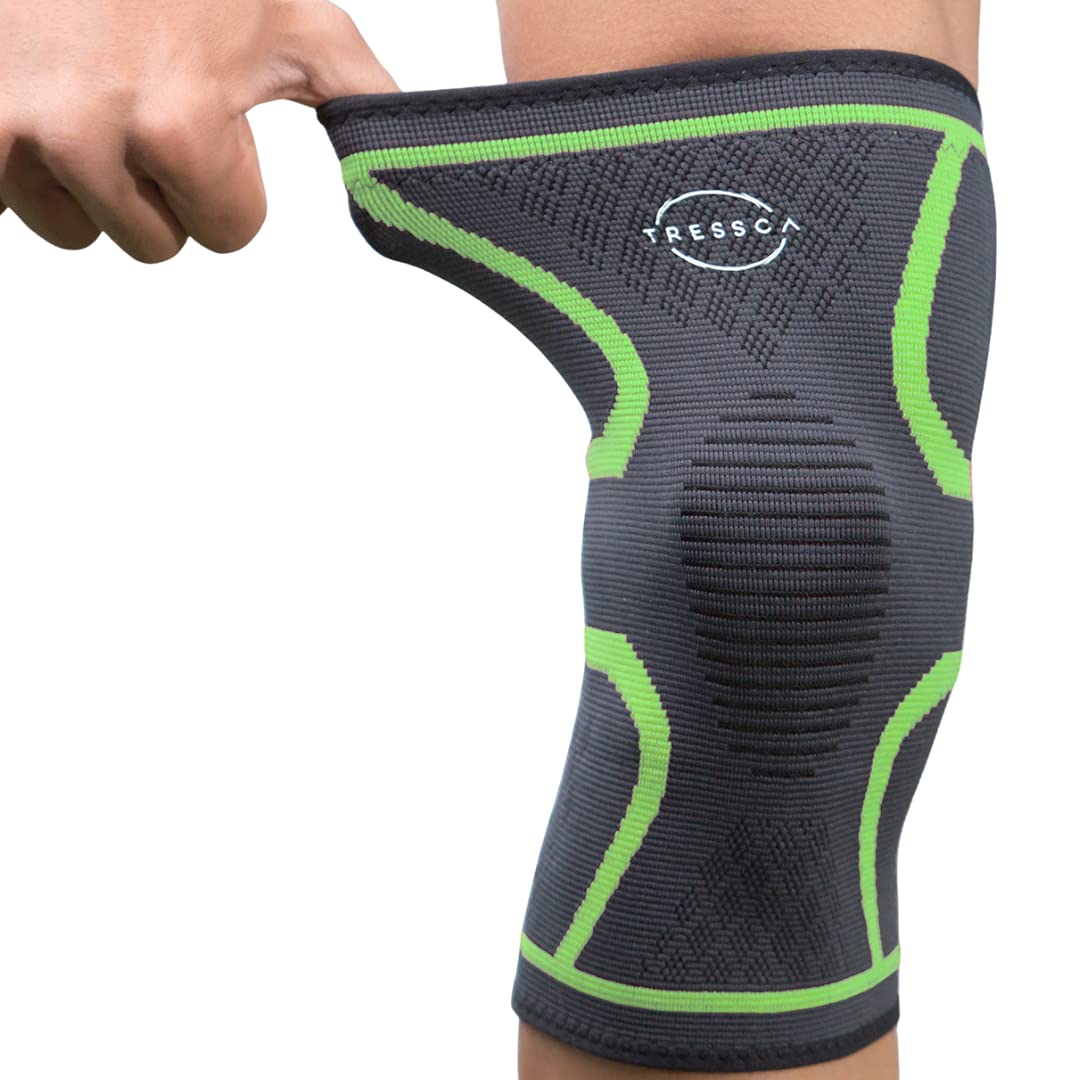 Nylon Knee Support Brace With Best Patella Compression Knee Support, Knee Pain, Knee Protection, Running, Weight Lifting, Sports Green, Large