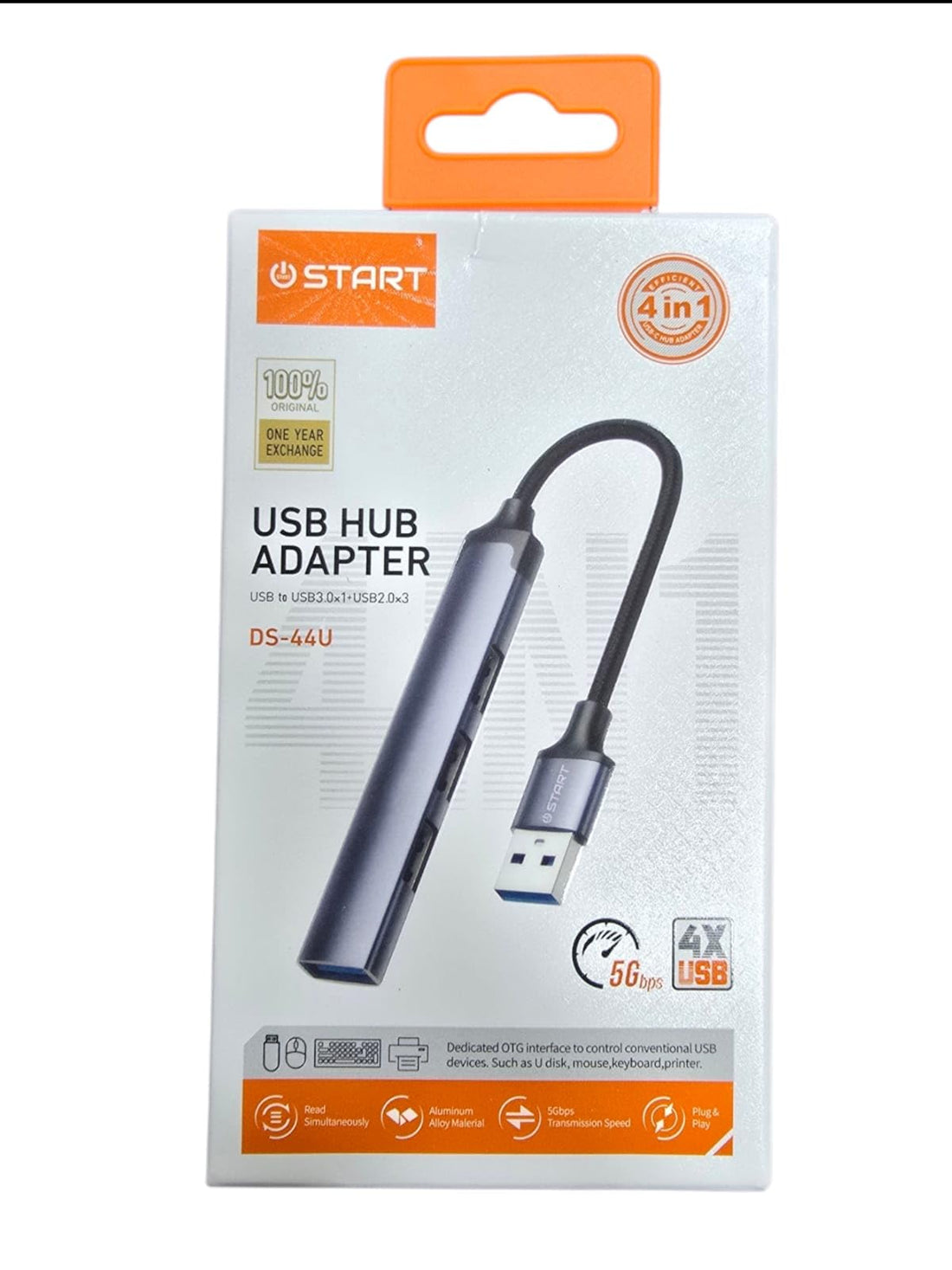 START DS-44U 4-in-1 USB Hub, 4-Port USB 3.0 Portable Hub Adapter Cable