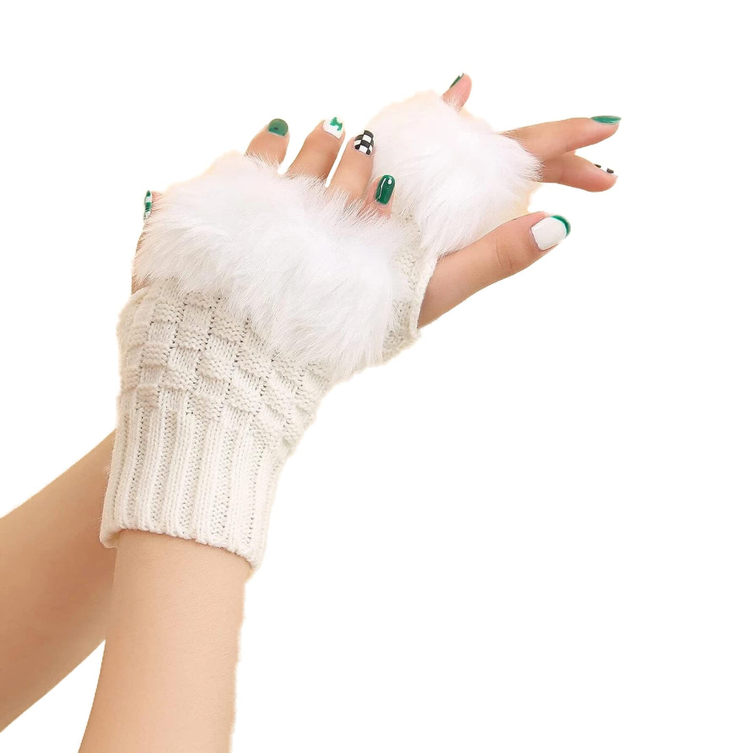 THE PACK Pair Winter Short Fingerless Knit Gloves Thumb Piercing Arm Warmer Gloves for Women Girls