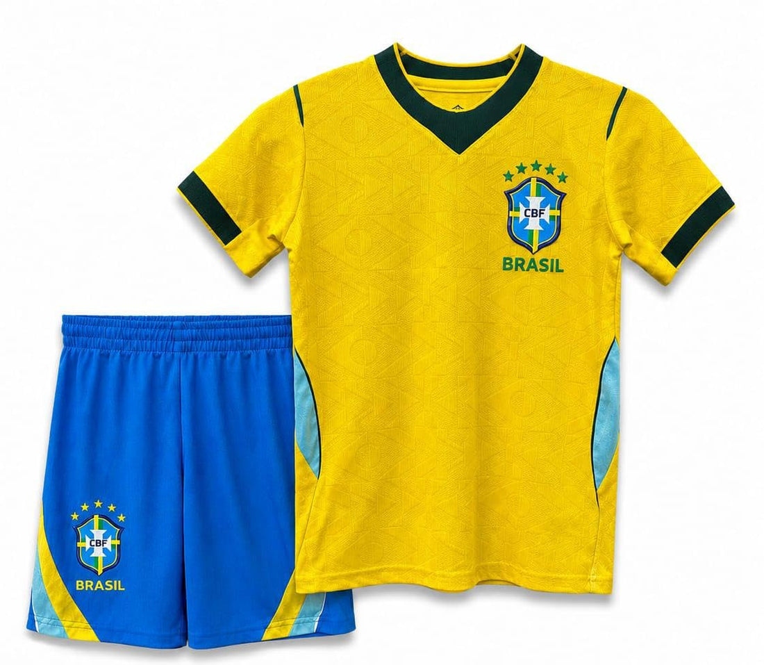 Brazil Inspired Yellow Boys Soccer Set – World Championship 2026 – T-Shirt + Shorts – High Quality Sports Design