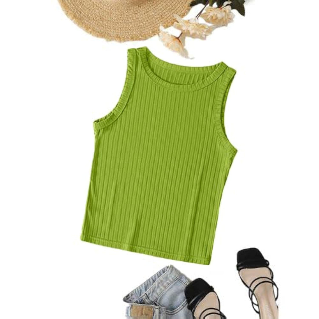 Ribbed knit top Crew Neck - Rib knit - for women