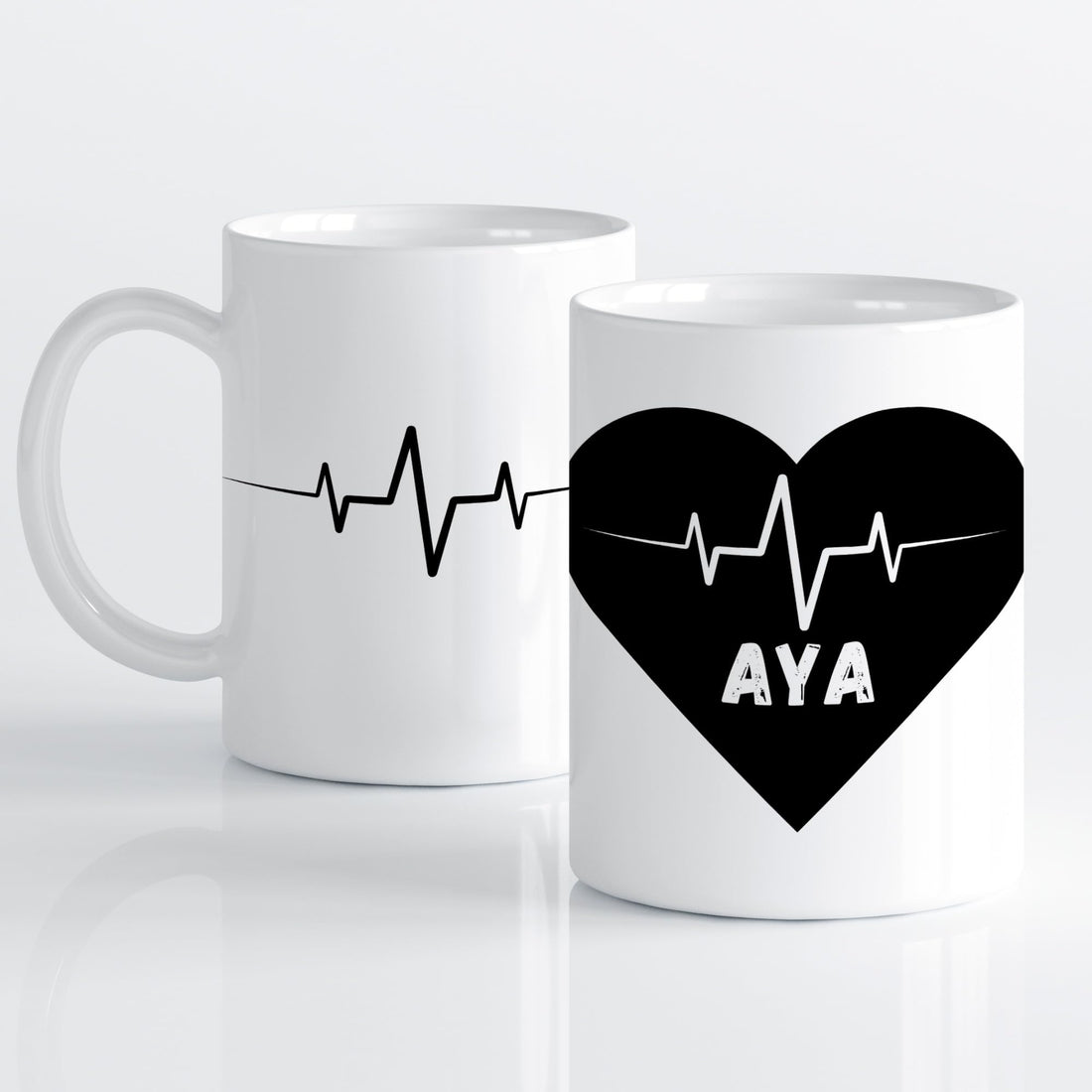 Lil Guava Personalized Aya Heartbeat Mug - Valentine’s Day Present - Perfect Gift for Love, Friendship, and Self-Love - 11oz Ceramic Cup - Minimalist, Sophisticated Wife Gift Ideas