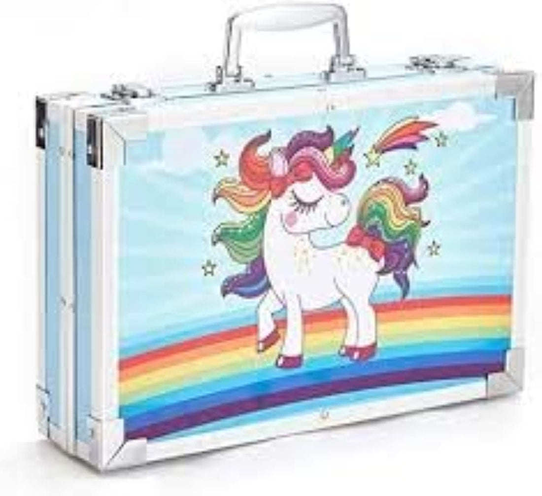 145-Piece Art Set Art Supplies for Drawing, Painting.A Great Gift for Children start school,Beginner, supplies for students, children's day and Artists(BLUE Unicorn)