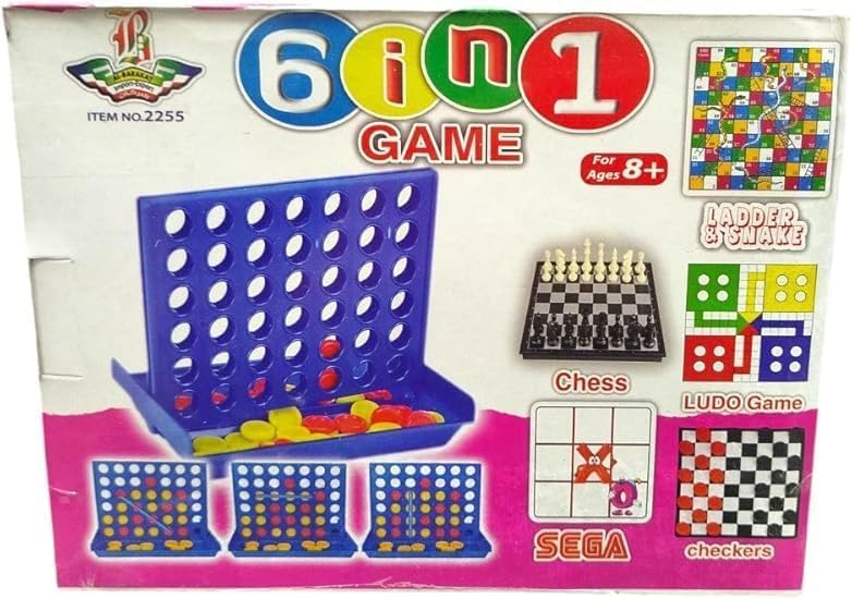6-in-1 Children's Game: Chess, Snakes and Ladders, Ludo & More - Ages 8+