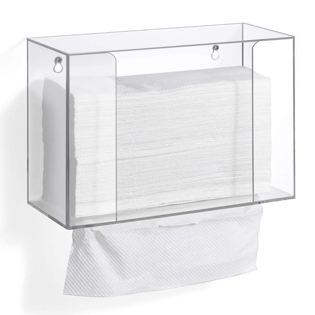 BEST MEDIA Acrylic Wall Mounted Paper Hand Towel Dispenser, Folded Towel Holder for Kitchen, Bathroom, Countertop and Restaurant Use, Desktop or Wall Mounted Clear Dispenser for Easy Access, Clear