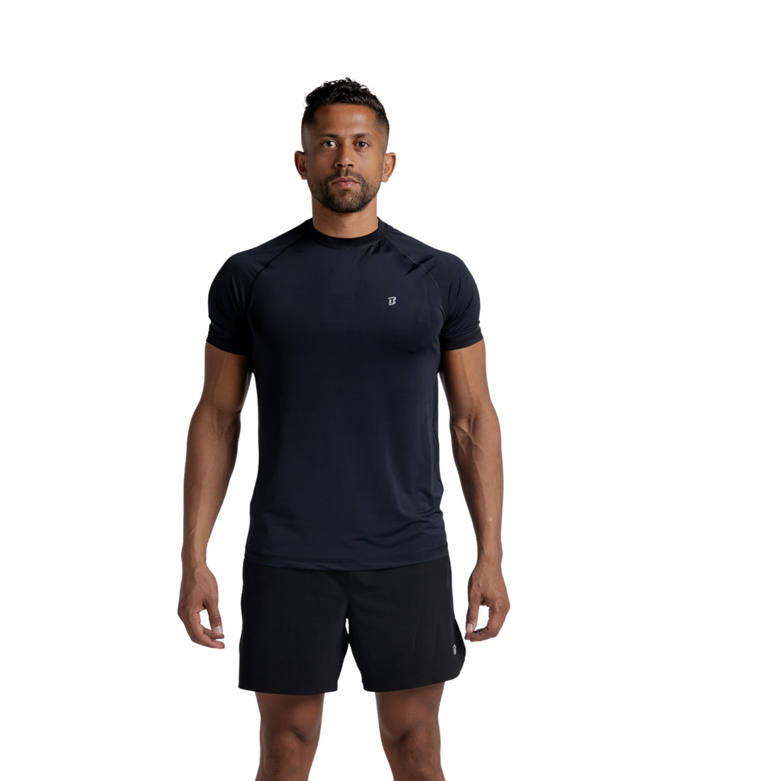 Men’s Dri-Fit Short Sleeve Workout Shirt (Black) Lightweight Quick-Dry Performance Gym Top – Breathable Athletic Training Shirt for Men #223