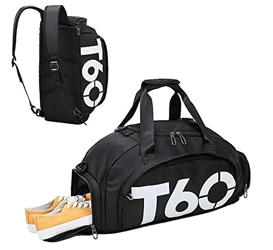 Beauenty Men's And Women's Sports Fitness Bag With Shoe Position Dry And Wet Separation, Large Capacity, Foldable, 3 in1 Fitness/Yoga/Training/Handbag For Travel Sports Fitness Convertible Bag (Black)