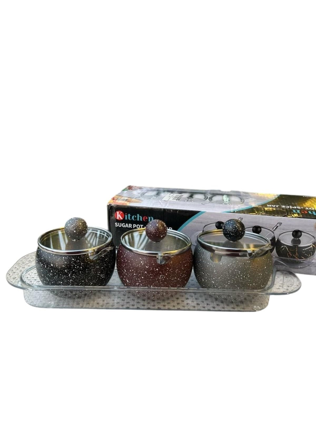 Dollar For Import Granite Spices Jar Set, 4 Pieces - Multicolour