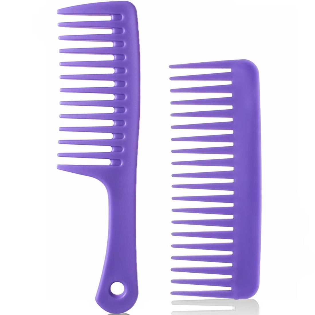 2 PCS Wide Tooth Comb Set for Women Men - Wide Tooth Comb for Curly Hair,Large Hair Detangling Combs for Wet Dry Thick Wavy Hair No Handle Comb Styling Shampoo Comb Professional Hair Care (Purple)