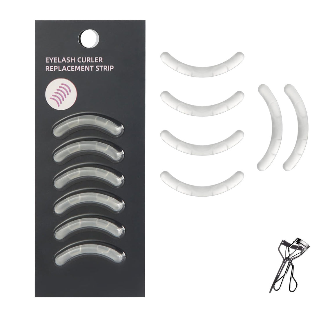 Travel Design Eyelash Curler Refill Pads Compatible with Shiseido,Silicone Soft Rubber Eyelash Curler Refill for Easy Carry,6PCS Transparent