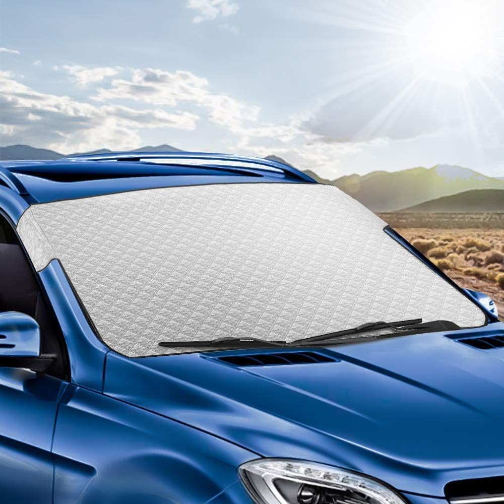 YOSHOP Car Cover Foldable Windshield Windscreen Car Cover for Car Windshield, Protect Vehicle from Water, Dust, Frost, Sun and UV Rays in All Weather Conditions, Fits Various Sizes of Cars