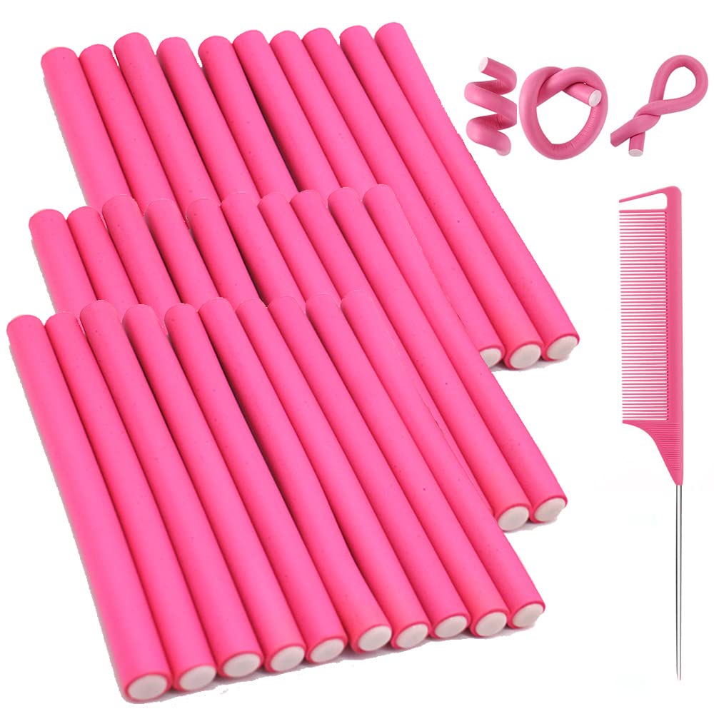 CHmiss Papilotten Curler Foam Set, Curling Curler, Flexible Curler Set, Curler Set, Curling Rods, No Heat Curlers for Short and Medium Long Hair, Pack of 30