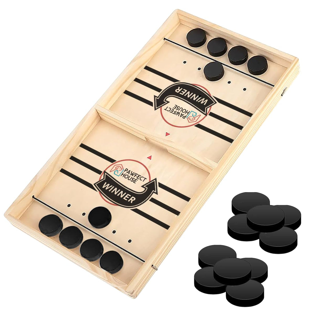 Pawfect House Best Interactive Game Ever - Fast Sling Puck Game for Family, Friends, Children Table Games for Adults and Family Wooden Hockey Game Sling Puck