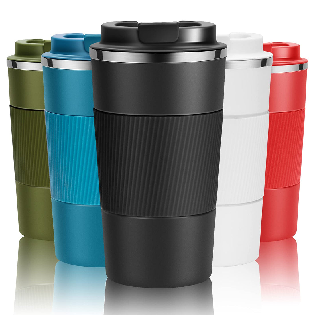 YINJOYI 510 ml Stainless Steel Travel Mug - Insulated Coffee Cup With Lid - Car Vacuum Drink Holder - Assorted Colors