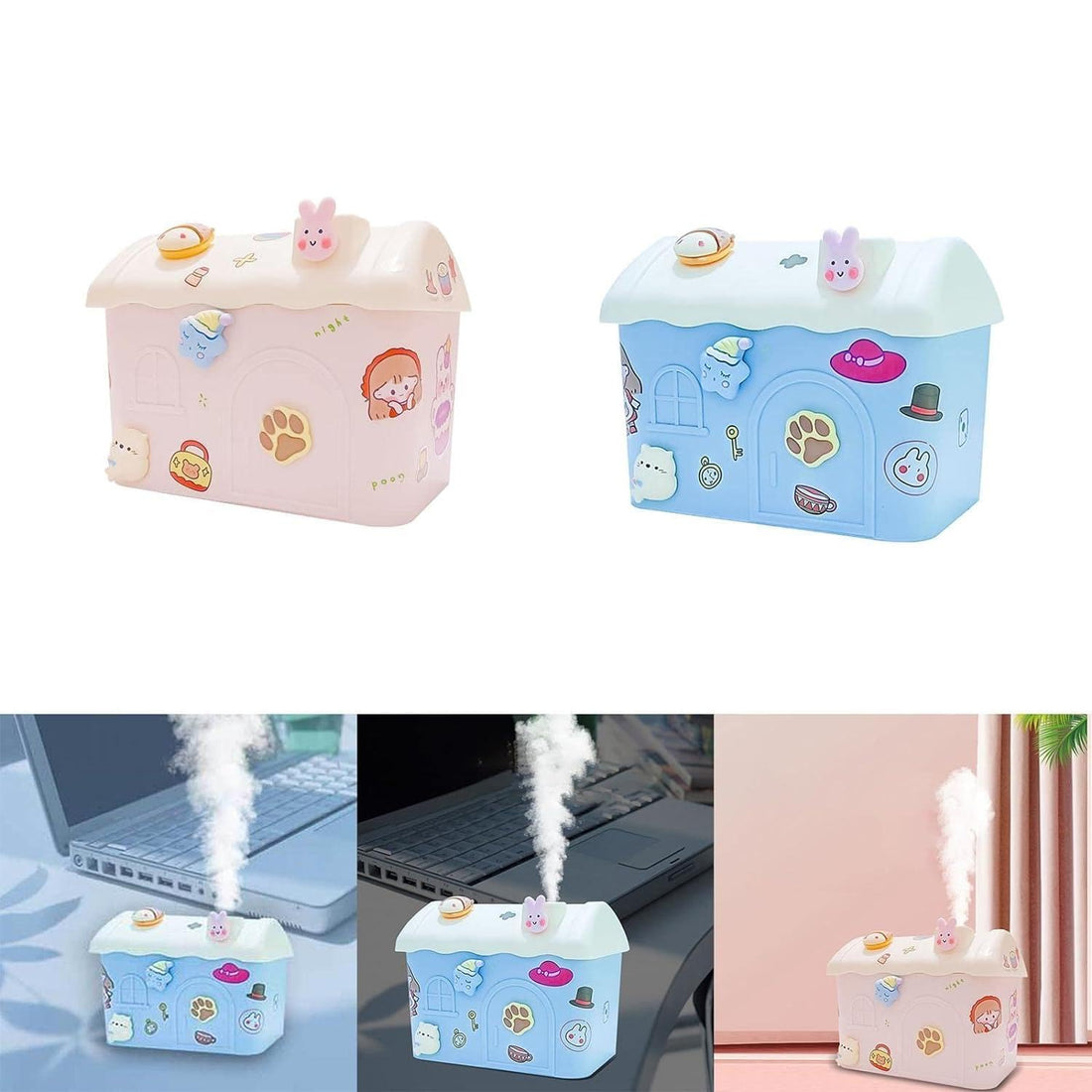 Portable Air Purifier, Mini Air Purifier for Bedrooms, Kids Rooms, Offices, Homes, USB Ports, Hot and Cold Mist - 600ml Suitable for Plants, Available in Al-Israa (2 Pcs Shown)