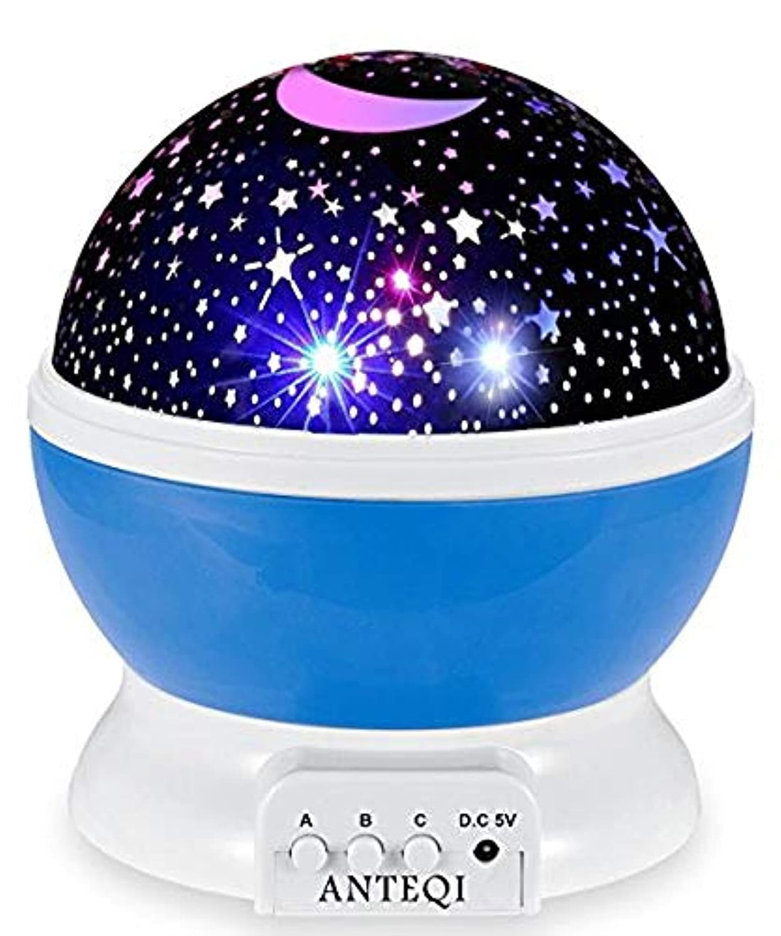 4 LED Bead 360 Degree Rotating Cosmos Sun And Star Lighting Lamp Projector with 59in USB Cable (Blue)