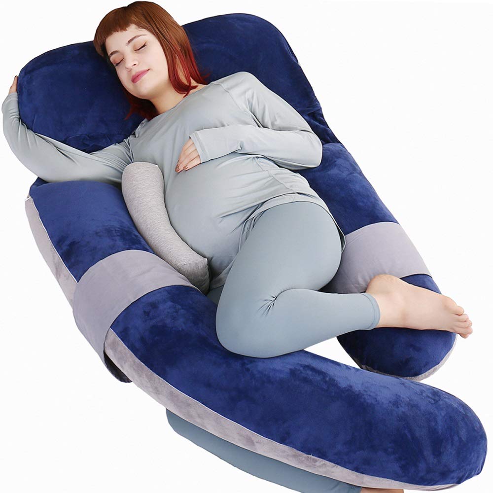 Moro Moro 3 60 Inch Pregnancy Pillow, Detachable U Shaped Full Body Pillow, Nursing And Maternity Pillow For Back, Hips, Legs And Belly Support For Pregnant Women With Removable Cover (Blue Grey)