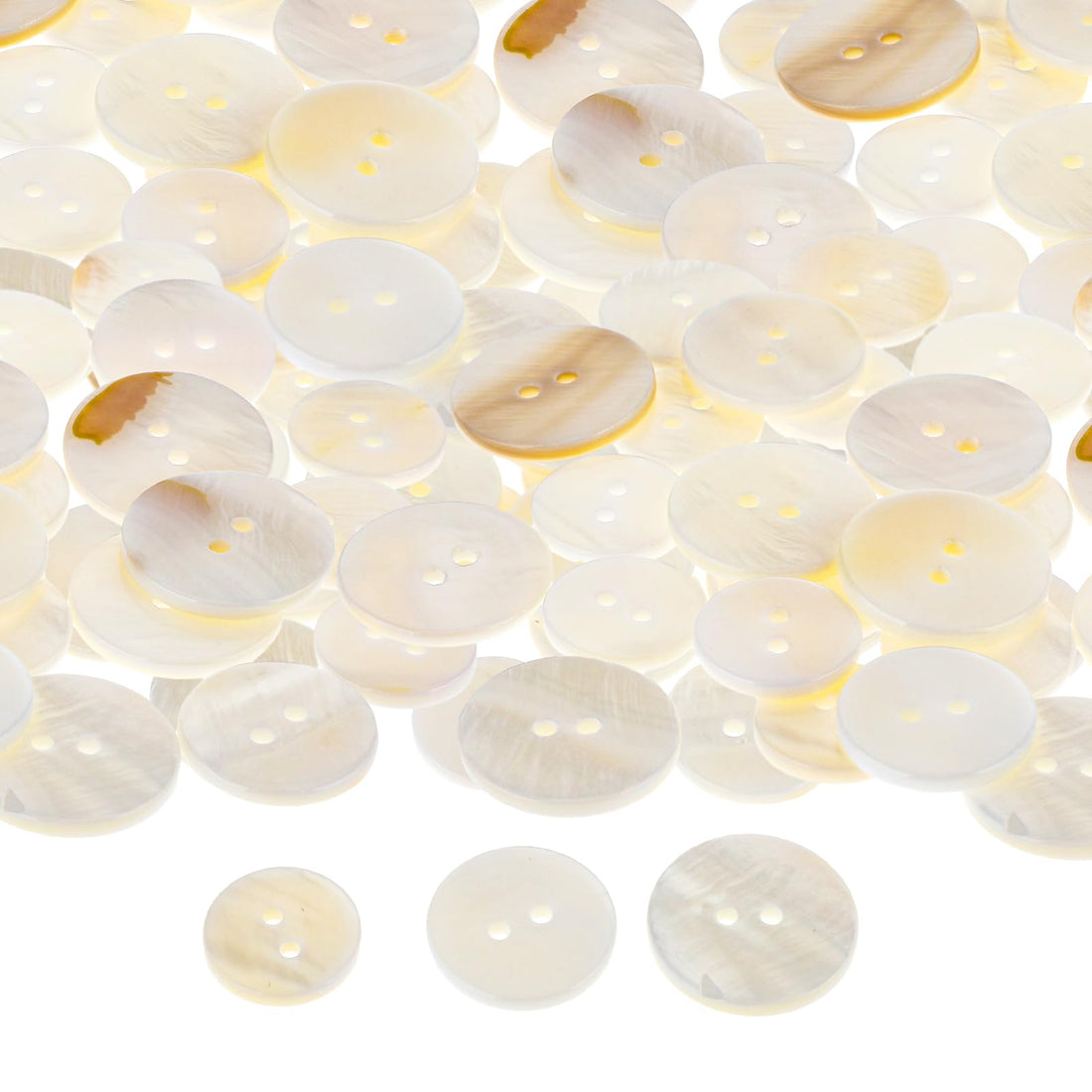 Pack of 30 Mother of Pearl Buttons Natural Shell Buttons 20 & 18 & 15 mm Natural Shimmering Mother of Pearl Buttons Sewing Accessories White Buttons Mother of Pearl Buttons for Sewing Shirt Buttons