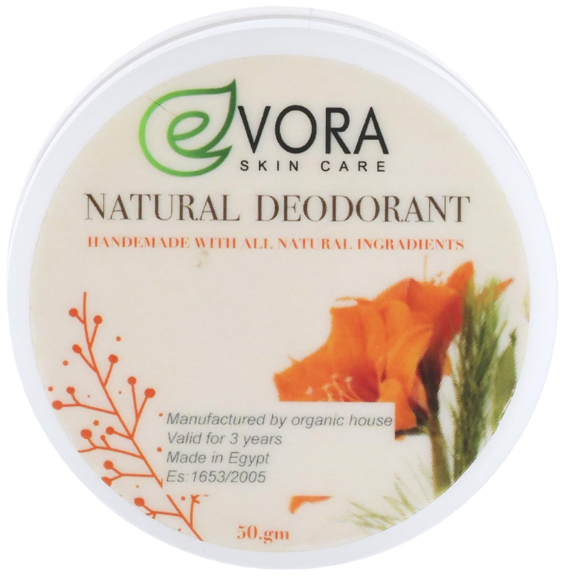 Evora Cosmetics Natural Oud Deodorant, Long-Lasting Freshness, 50g