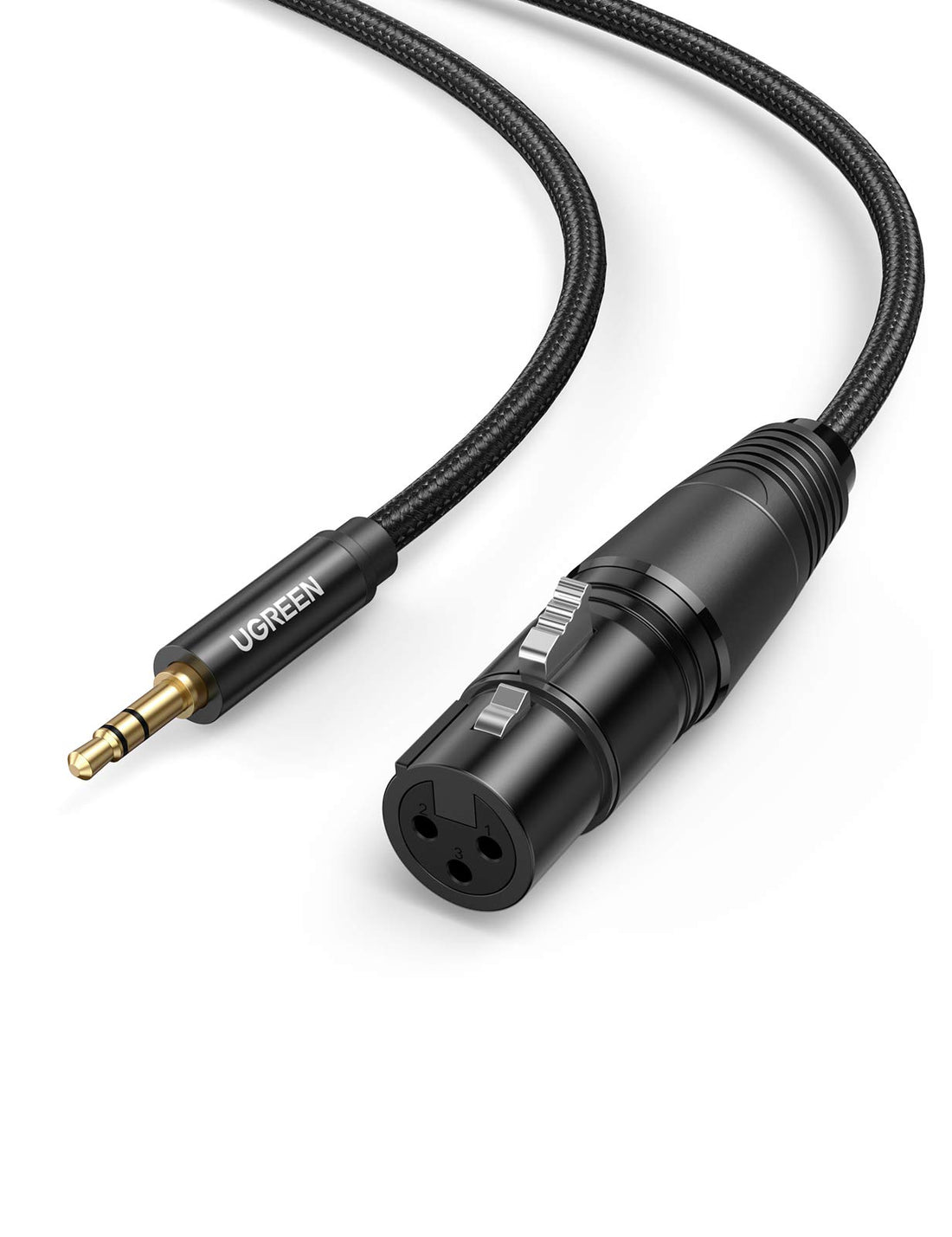 UGREEN 3.5mm to XLR Cable Male to XLR Female Microphone Cable Compatible with Cell Phones, Laptops, Microphones, Speakers- (2M- Black)