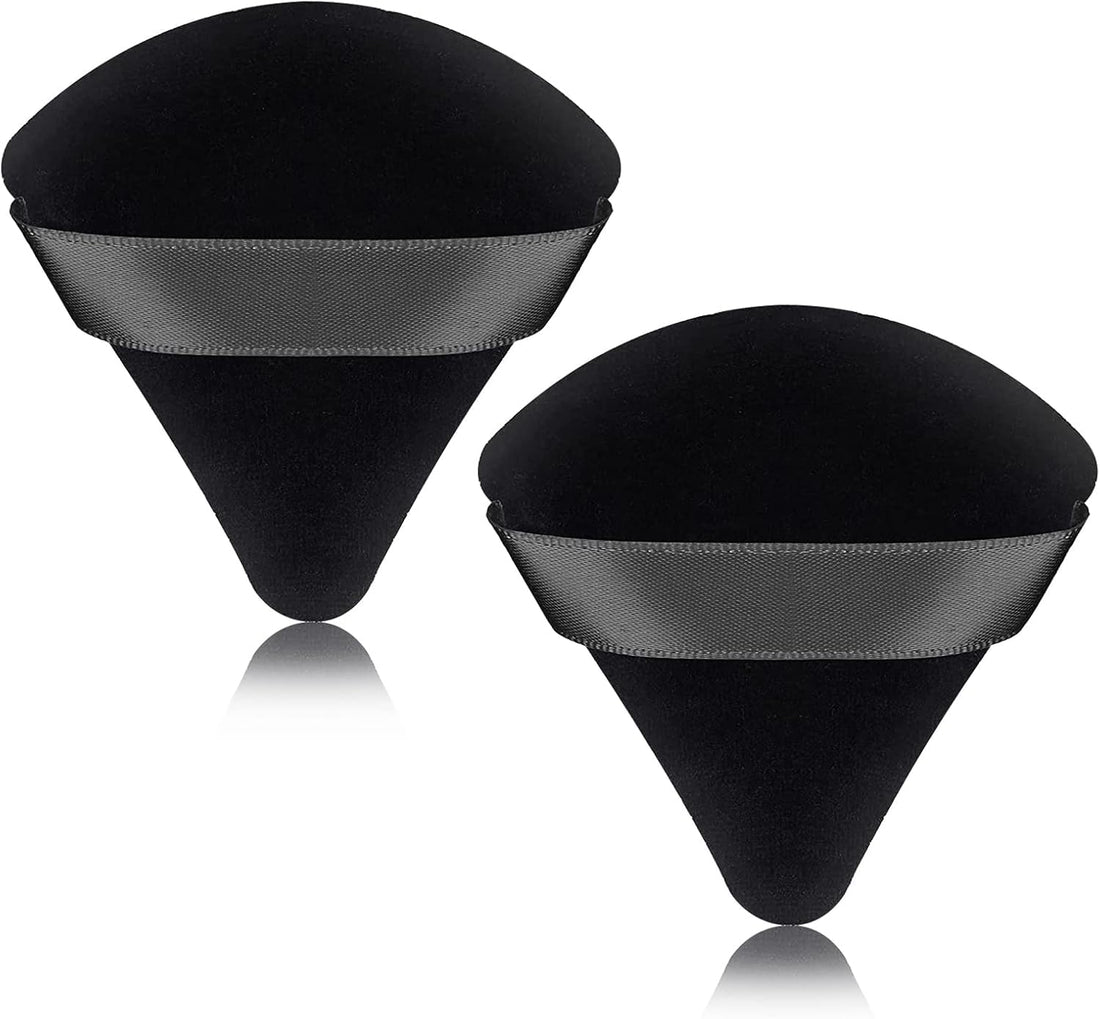 ZOZY Sof Reusable Triangle Sponges with Strap for Loose Powder, Foundation, Eyes, Wet & Dry Makeup Tool, Black 4PC