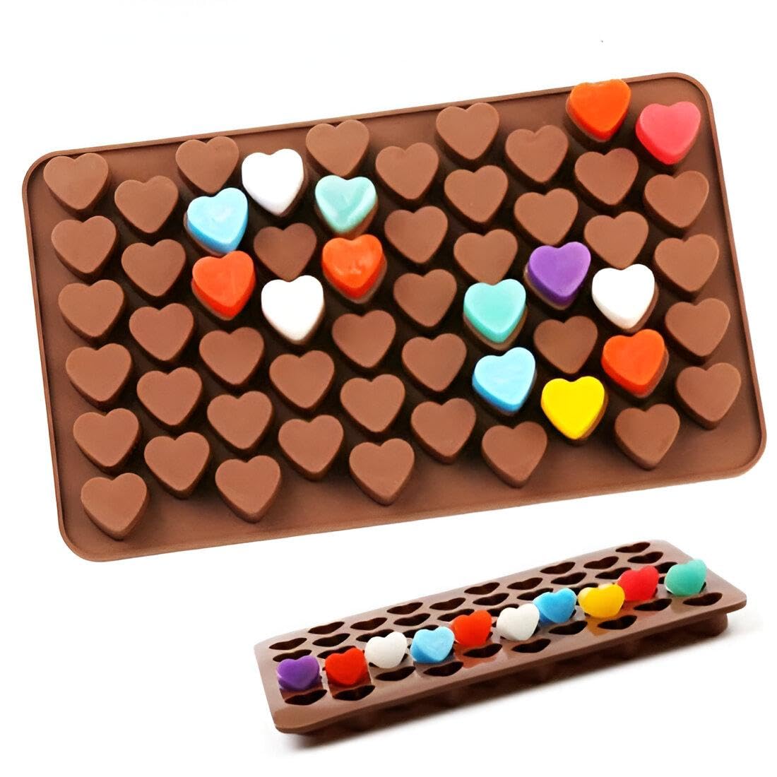 Heart Molds - Silicone baking tray with 55 cavities for chocolates and desserts, non-stick, small heart-shaped design, perfect for homemade treats, 18×10.5 cm (pcs2)
