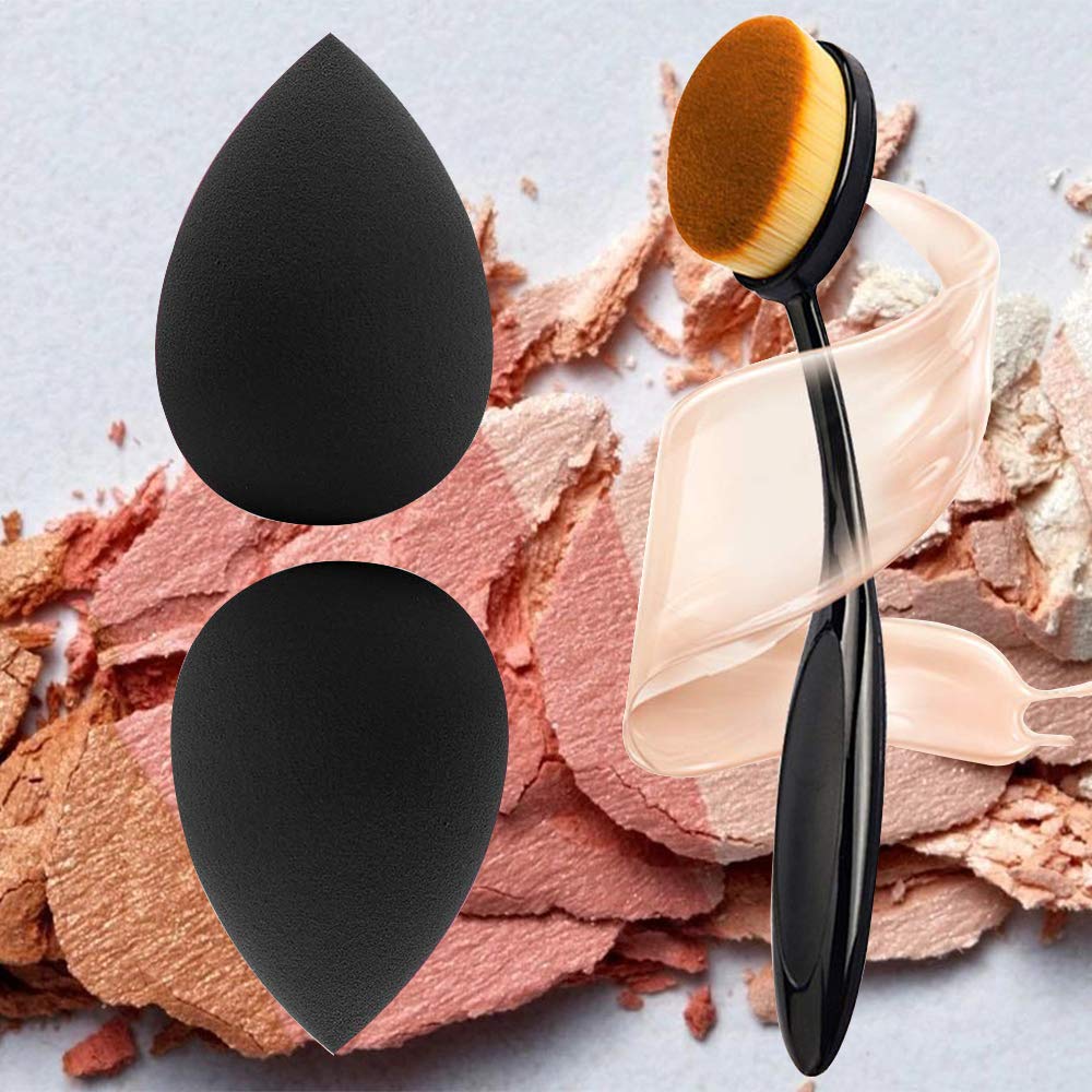 materasu original 2+1Set real latex free beauty roud makeup egg shaped BB Cream sponge Oval Brush foundation cleaners under 5dollars for travel