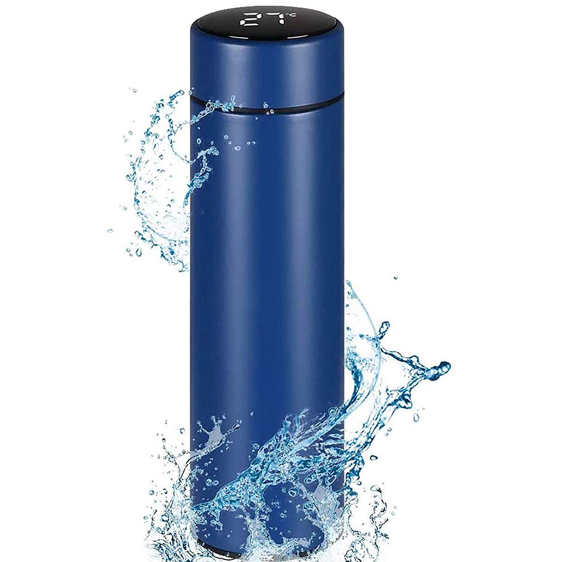 MAKINGTEC Travel Mugs, Insulated Water Bottle, 500ml LED Temperature Display Smart Water Cup, Stainless Steel Vacuum Drink Flasks, Hot&Cold Sport Drink Bottle for Cycling, Gym, Home, Office (Blue)