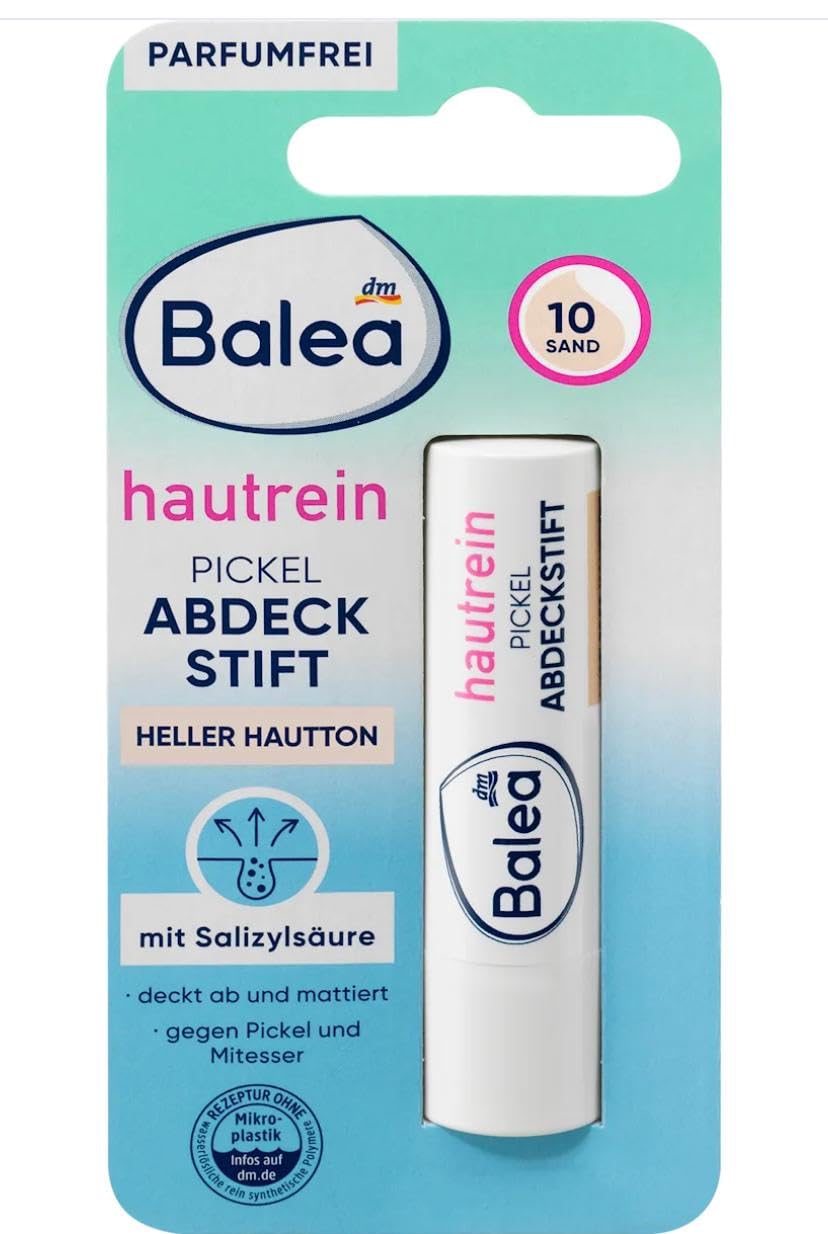 Balea Concealer Stick, Skin Clear, Color 10 (Light Skin Tone), 4.5 g, Color 10: Light skin tone,With salicylic acid,Covers pimples and blackheads,Ideal for on the go