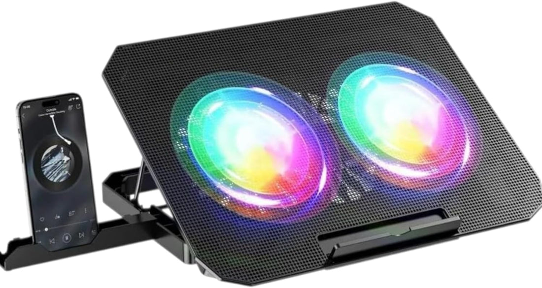 Laptop Cooling Pad Dual 140mm Silent Fans ZR700 Laptop Cooler Stand USB Cooling Pad Adjustable Angle Anti Slip Base Heat Dissipation Notebook Cooling Fan Gaming Laptop Stand