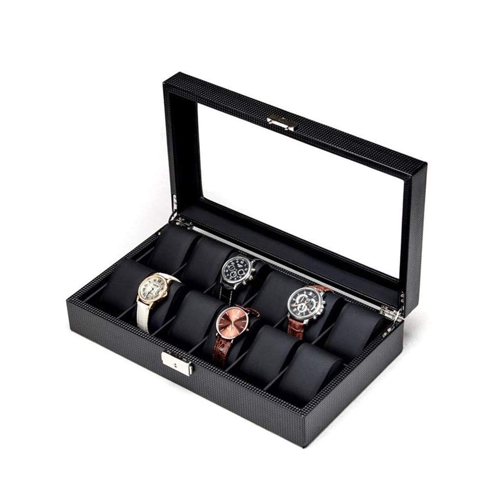 PU leather wrist watch box Watch Storage Case And Watch Organizer Display Collection Box With For Men's & Women's Gift (10 Slot Watch Box)