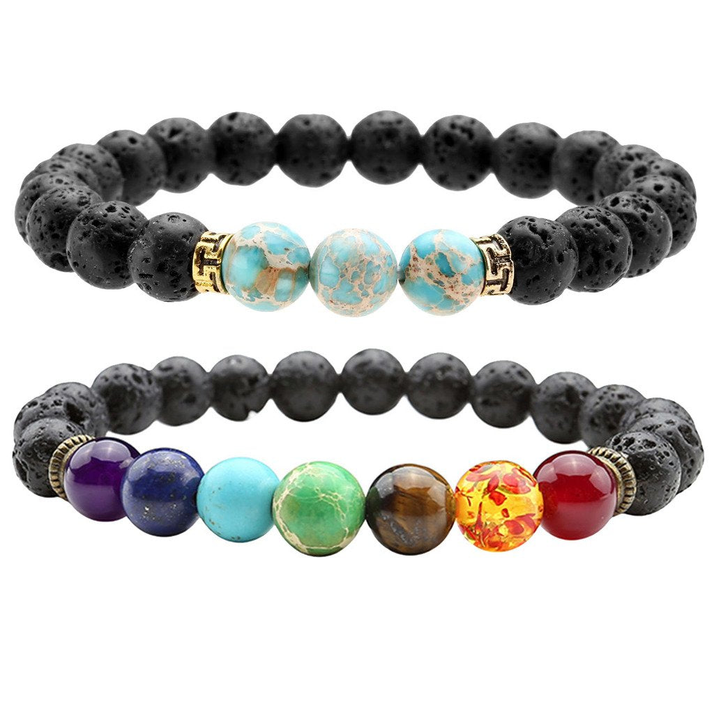 7 Chakra Lava Rock Stone Bead Anxiety Bracelets Men Women Reiki Healing Crystals Chakras Gemstones Aromatherapy Essential Oil Diffuser Bracelets Jewellery Gifts