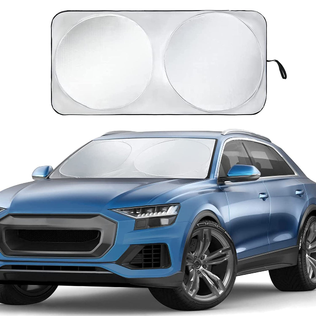 Car Sun Shade Windscreen Sunshade Parasol, Car Front Window Sunshades, Car Windshield Sun Shade, Block UV Ray Sun Visor Protector for Various Cars Keep Your Vehicle Cooler Large Silver (142 x 67 CM)