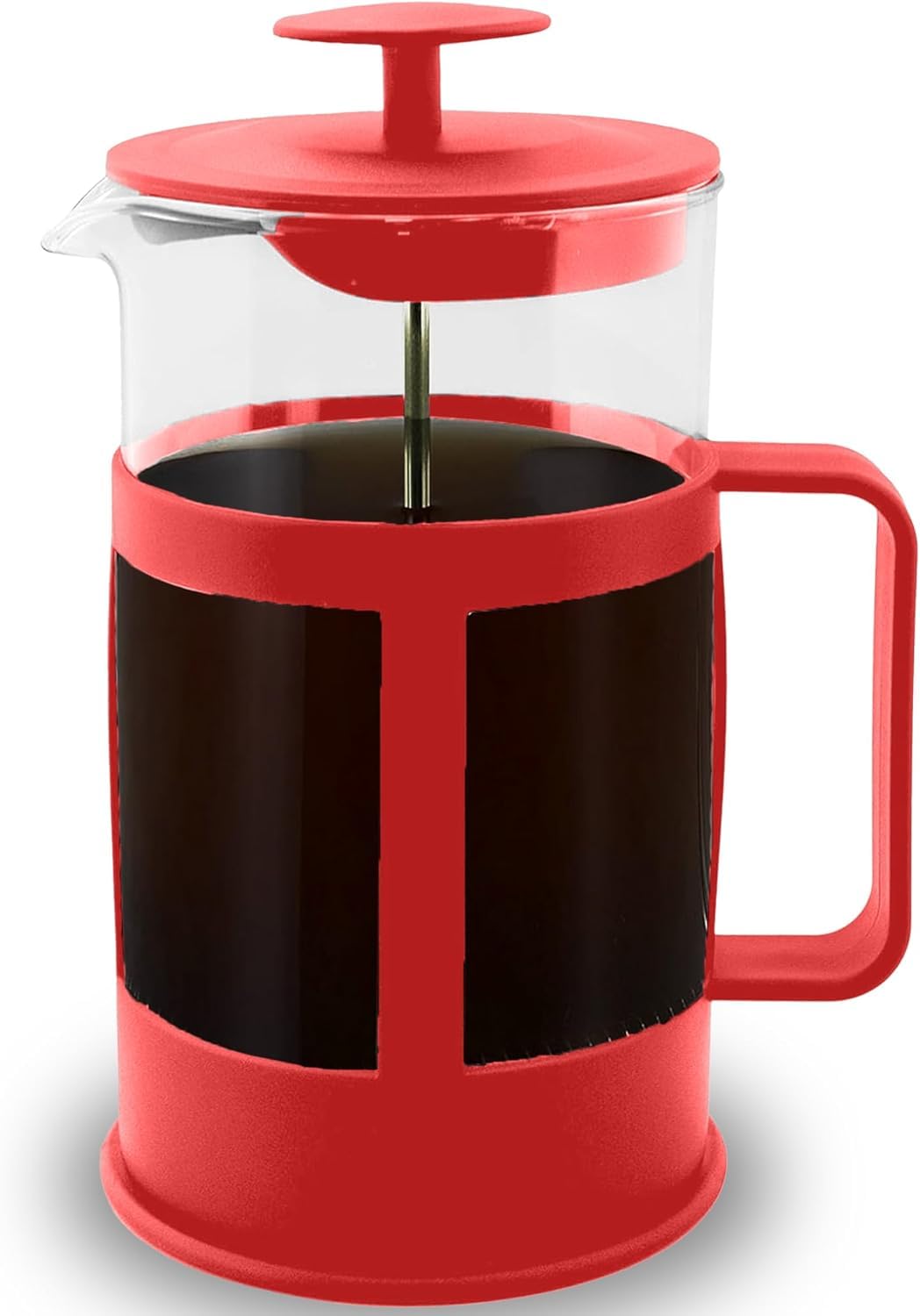 hanso French Press Coffee & Tea Maker for Home, Office, or On-the-Go - Heat-Resistant & Compact Design (Red, 350 ML)
