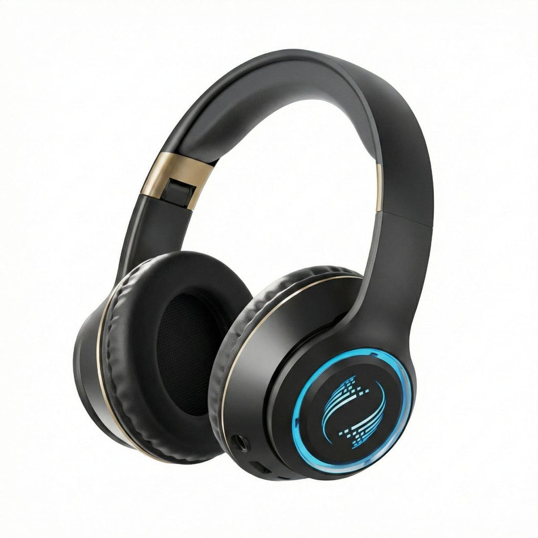 Wireless Bluetooth Headphone - with RGB lighting LED - Over Ear Stereo Music Headset with Memory Card Support, Gaming Headphones -with Built-in Microphone SD-1014 - هيدفون - هدفون (Black)