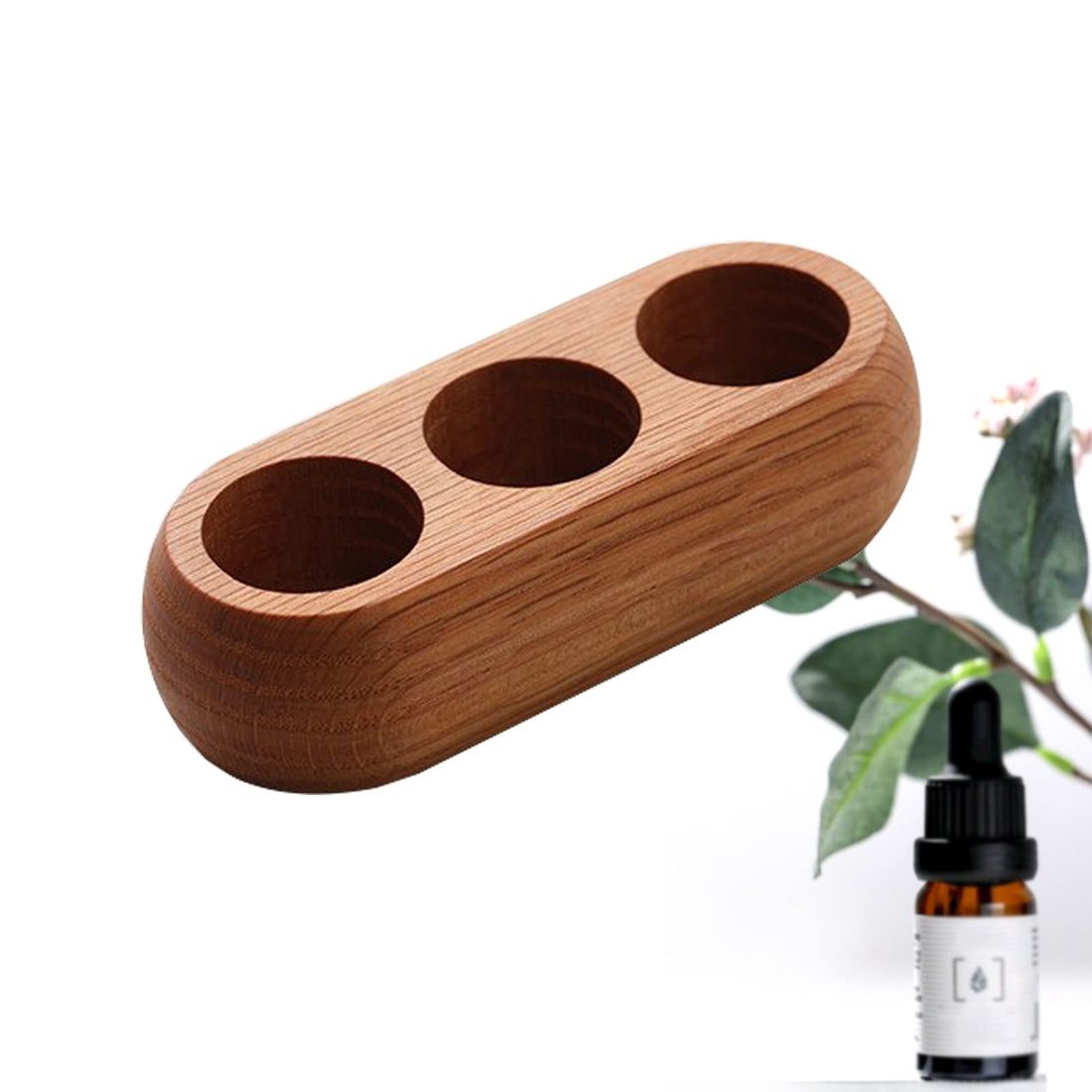 RoseFlower Wooden Essential Oil Storage Box Travel Case with Bottle Cap Label, Holds 3 Bottle for 5-15ml - Aromatherapy Organizer Nail Polish Fragrance Container - Keep Scented Oil Safe & Space Saver