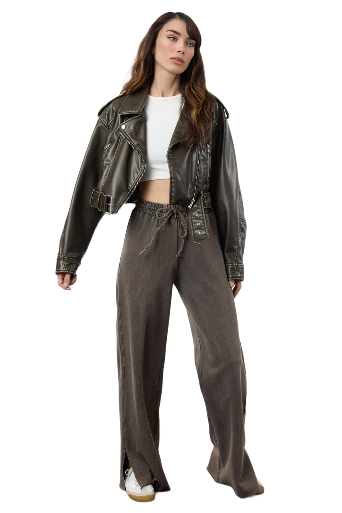 Trendyol Women Faded Effect Wide Leg/Wide Legs Normal Waist Thin, Knitted Sweatpants TWOAW22EA0426. Sweatpants