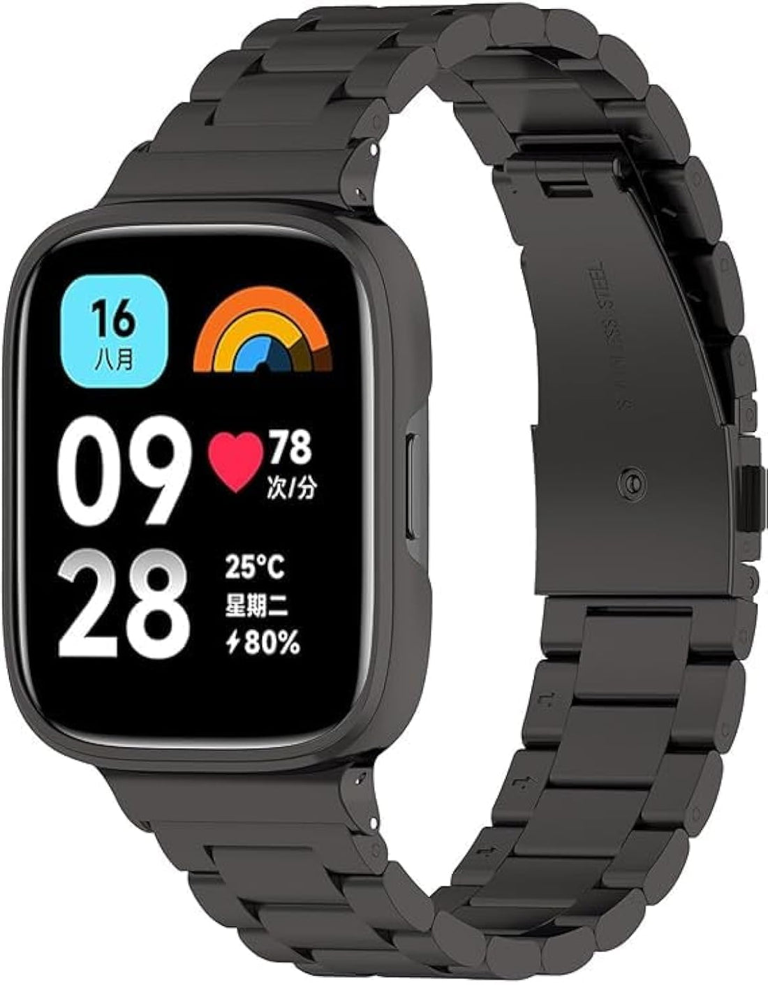 Next Store Compatible with Xiaomi Redmi Watch 3 Band with Case, Adjustable Stainless Steel Metal Wristbands, Smart Watch Band for Redmi Watch 3 with Cover for Women Men
