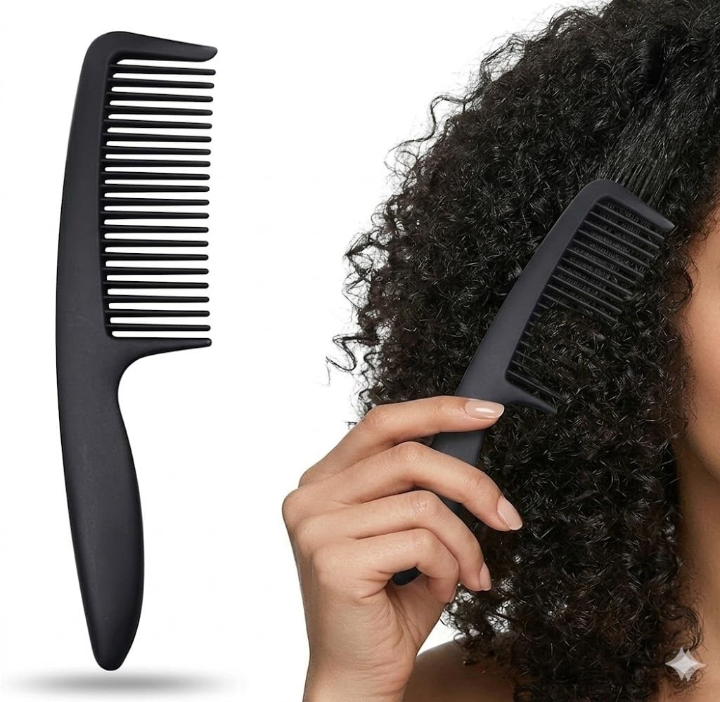 Wide Tooth Comb and Large Hair Detangling Comb, Durable Hair Brush for Best Styling and Professional Hair Care, Suitable for Curly Hair, Long Hair, Wet Hair in all Types, Reduce Hair Loss and
