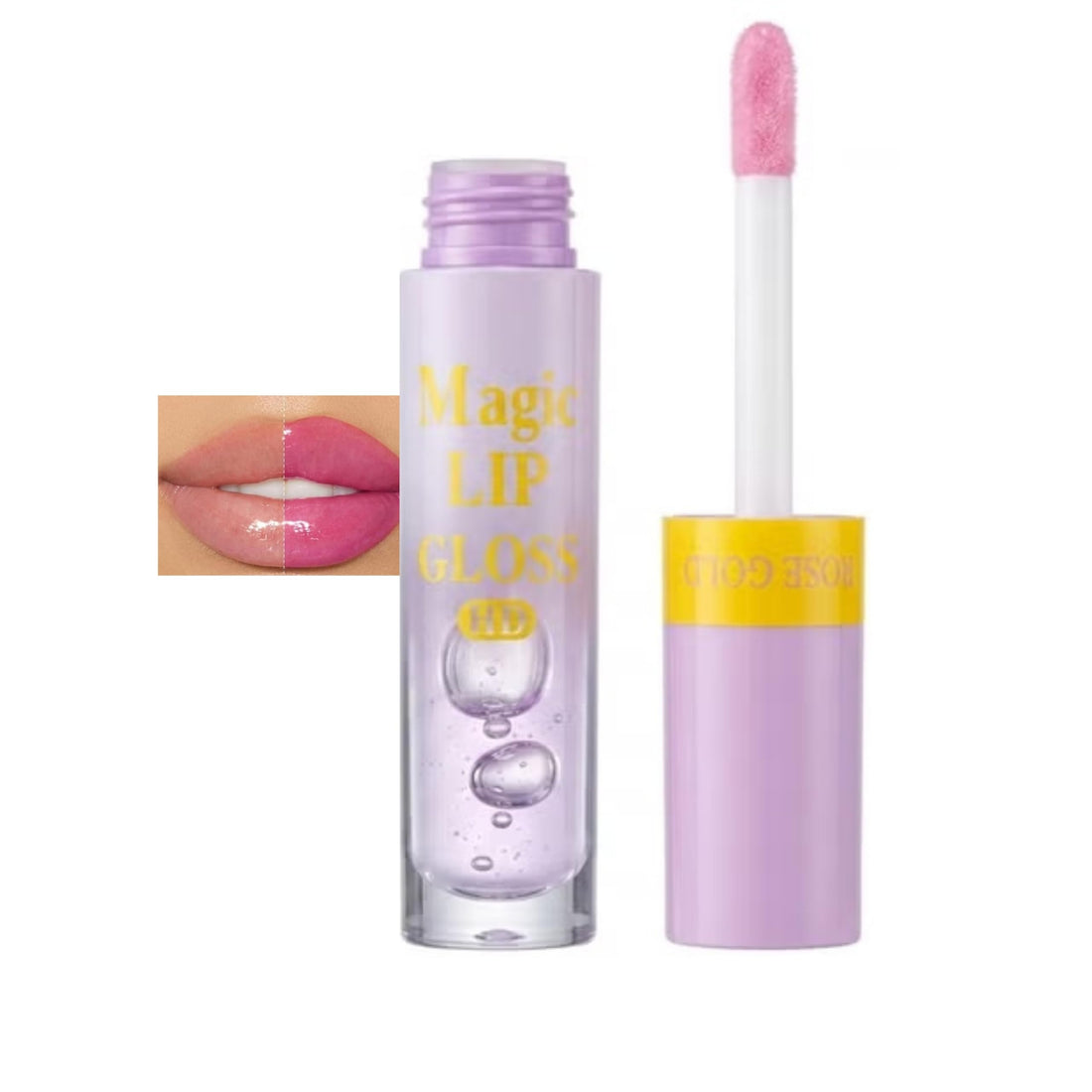 Magic Lip Gloss HD, Color Changing 4ml, pH Reactive Moisturizing Lip Tint with High Shine Finish, Long Lasting Hydrating Lip Gloss with Doe Foot Applicator for Daily Lip Care (04)