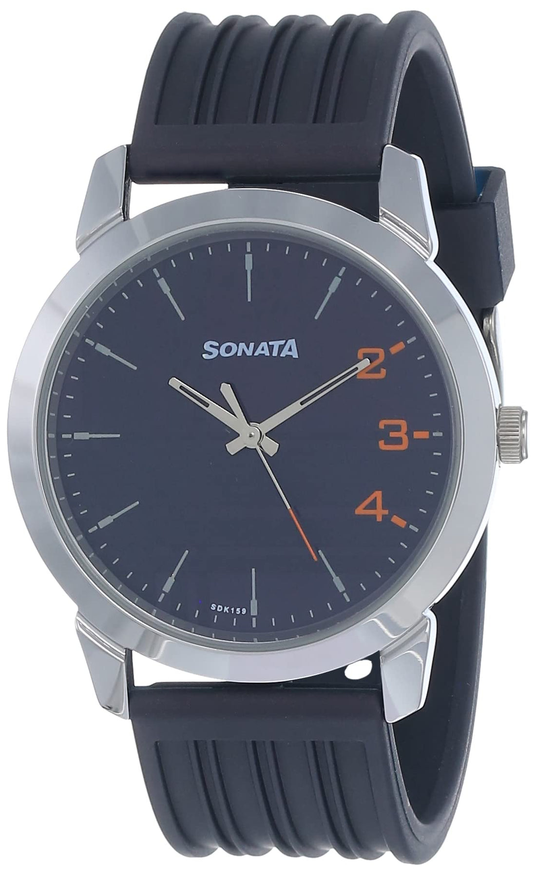 Sonata Watch for Men, Quartz Movement, Analog Display, Blue Rubber Strap-NP77107SP05W