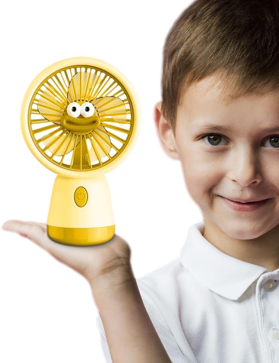 Mini Portable USB Hand Fan 3 Speed Small Desk Fan Rechargeable Personal Cooling Compact USB Desktop And Handheld Fan For Home Office Travel With 1.5W Power, YS-2325 (Yellow)