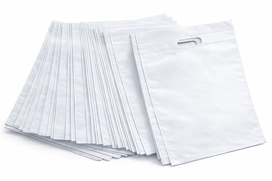 5 Pcs Polyester Fabric Gift Bags with Handle, White, 30 x 40 cm, Reusable Shopping and Packaging Bags