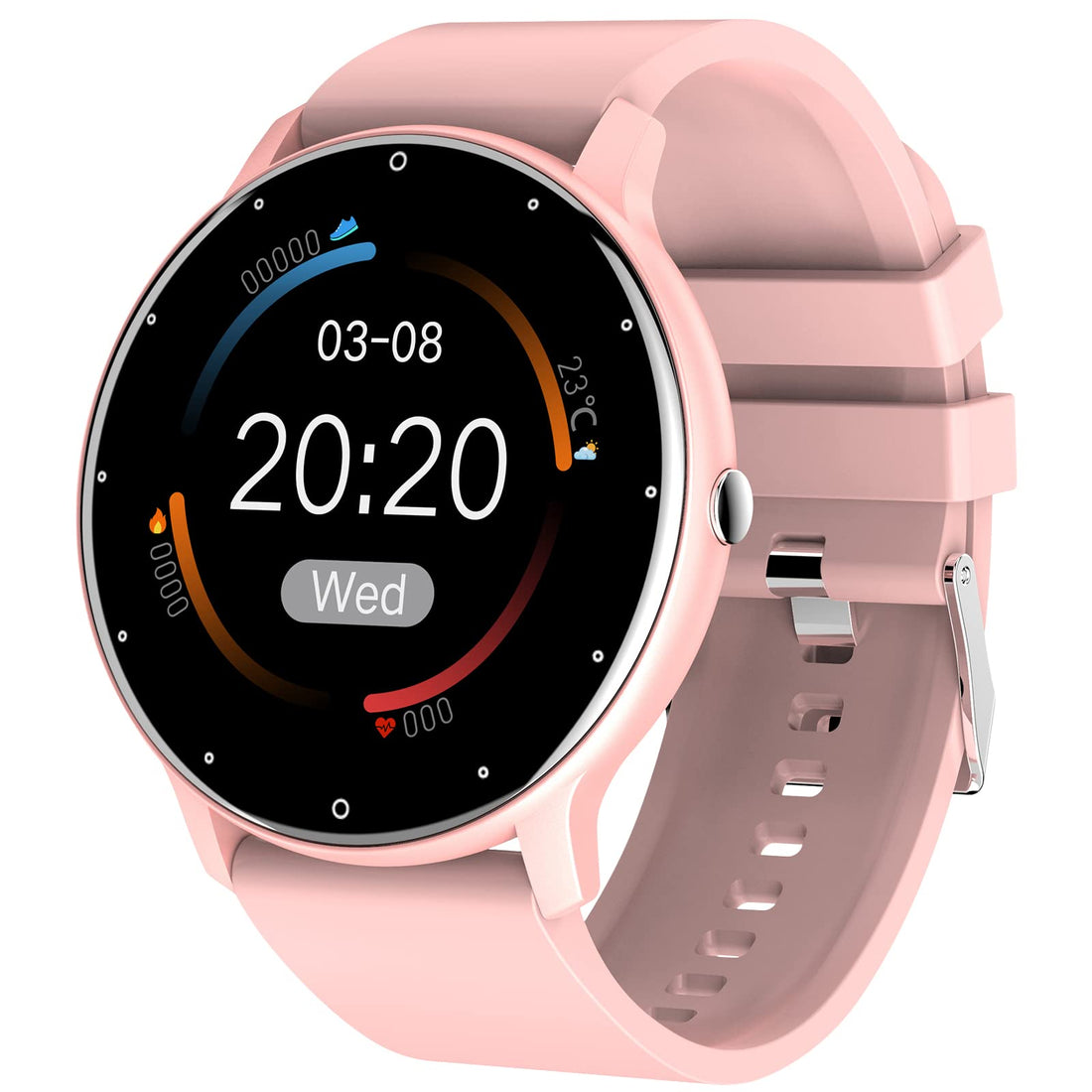 Smart Watch for Women Men Pink 1.28" Full Touchscreen Bluetooth Voice Call Fitness Tracker with 100+ Sport Modes IP67 Waterproof Heart Rate&Blood Oxygen Monitor Activity Tracker for iPhone&Android