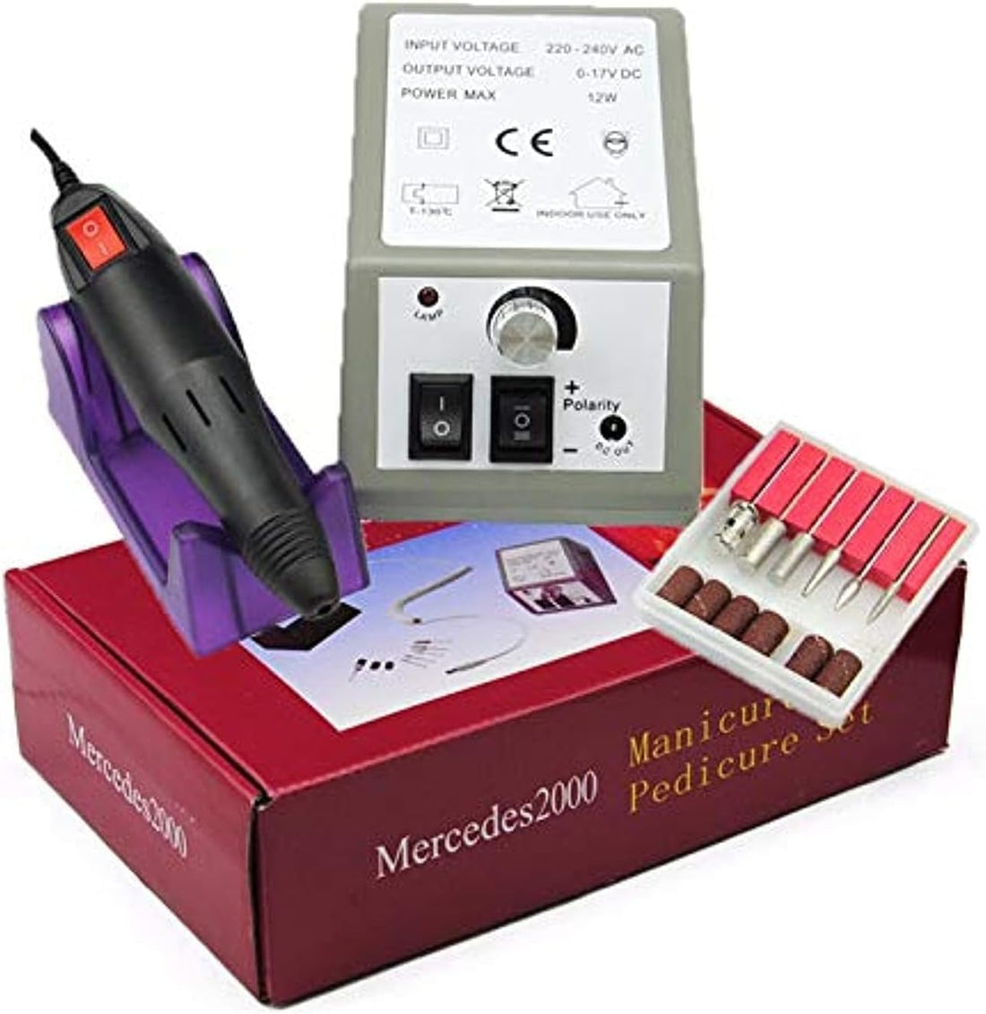 YEZIO Nail Care Kit, 300-35000RPM Professional Electric Nail Drill, Aluminum Handpiece, Multifunctional Nail Machine, Manicure & Pedicure Tool