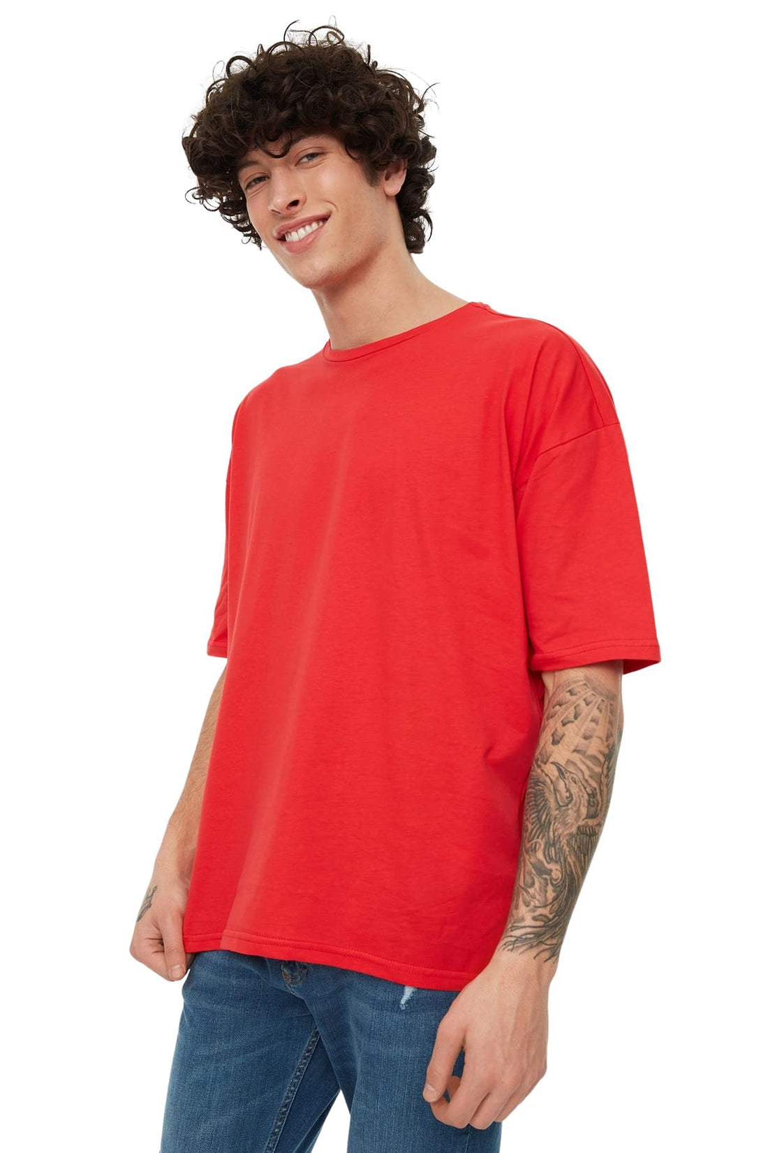 Trendyol Man Oversize/Wide Cut Basic 100% Cotton T-Shirt TMNSS22TS0318 T-Shirt (pack of 1)